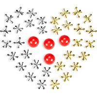 4 Kits de Juguetes de Juego de Jacks- Incluidos 40 Jacks de Metal y 4 Pelotas de Goma Roja con Caja para Niños y Adultos
